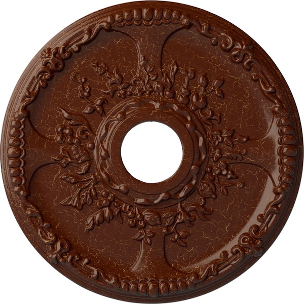 Ekena Millwork Antioch Medallion (Canopies up to 3 1/2"), 18"OD x 3 1/2"ID x 1 3/8"P, Burnished Mahogany Crackle CM18SEBMC - main